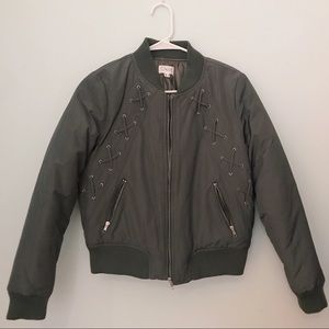 NEW LF Stores Charcoal Gray Bomber Jacket
